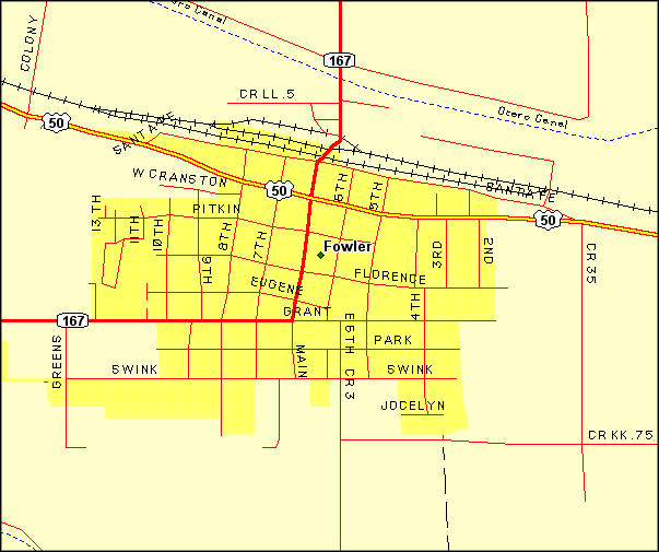 Fowler, Colorado map