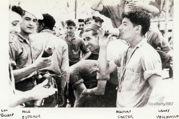 Lou Bishop, Nick Estrada, Herman Carter, Lenny Vecchiollo, WWII USS Dennis